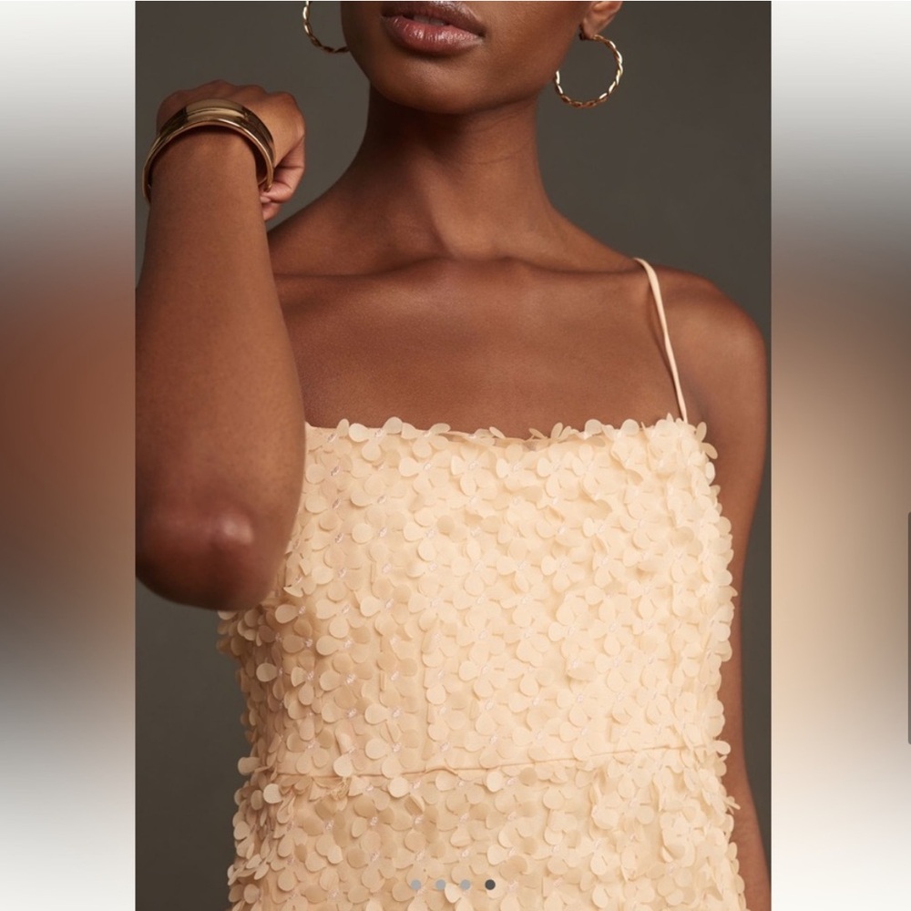 ANTHROPOLOGIE 3D FLORAL EMBELLISHED MINI DRESS PEACH SIZE S - Picture 3 of 10